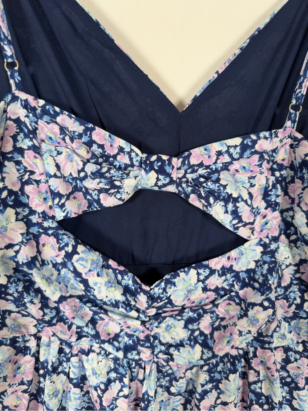 Wedding Guest, Graduation Dress Blue and Pink Babydoll Floral Maxi Dress - Picture 9 of 9